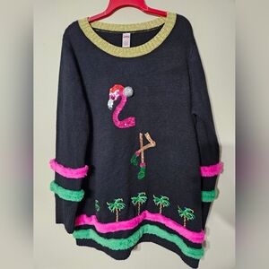 Holiday Time Christmas Flamingo Sweater 2XL